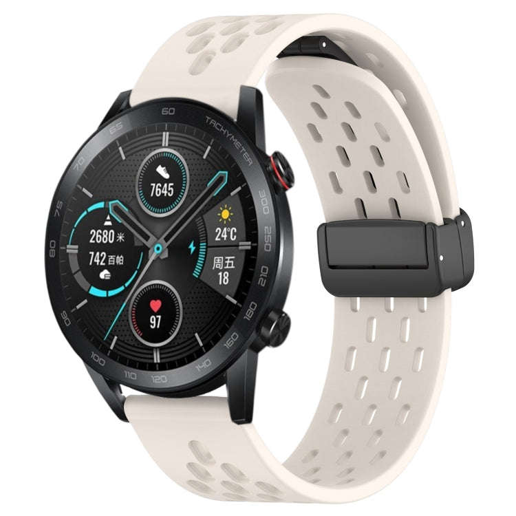 For Honor MagicWatch2 42mm 20mm Folding Magnetic Clasp Silicone Watch Band(Starlight Color)