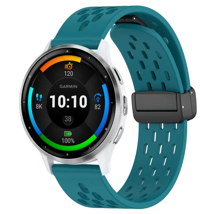 For Garmin Venu 3 22mm Folding Magnetic Clasp Silicone Watch Band(Hidden Green)