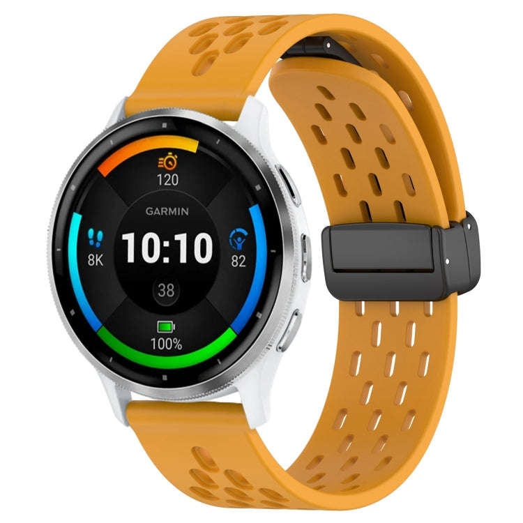 For Garmin Venu 3 22mm Folding Magnetic Clasp Silicone Watch Band(Yellow)