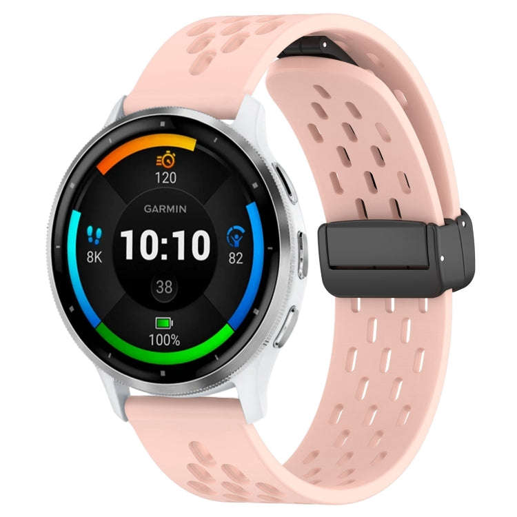 For Garmin Venu 3 22mm Folding Magnetic Clasp Silicone Watch Band(Pink)