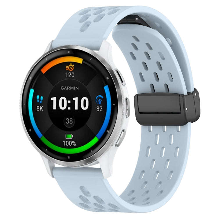 For Garmin Venu 3 22mm Folding Magnetic Clasp Silicone Watch Band(Light Blue)