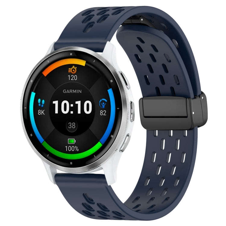 For Garmin Venu 3 22mm Folding Magnetic Clasp Silicone Watch Band(Midnight Blue)
