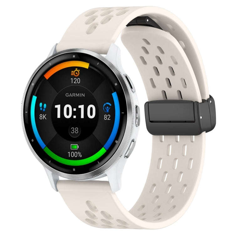 For Garmin Venu 3 22mm Folding Magnetic Clasp Silicone Watch Band(Starlight Color)