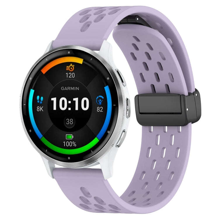 For Garmin Venu 3 22mm Folding Magnetic Clasp Silicone Watch Band(Purple)