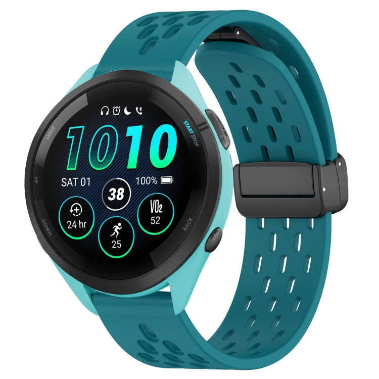 For Garmin Forerunner 265 22mm Folding Magnetic Clasp Silicone Watch Band(Hidden Green)