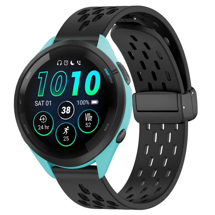 For Garmin Forerunner 265 22mm Folding Magnetic Clasp Silicone Watch Band(Black)