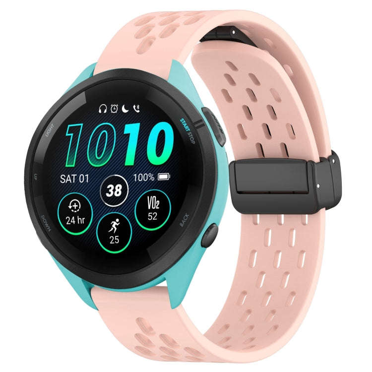 For Garmin Forerunner 265 22mm Folding Magnetic Clasp Silicone Watch Band(Pink)