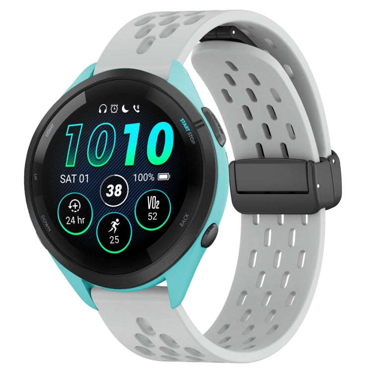For Garmin Forerunner 265 22mm Folding Magnetic Clasp Silicone Watch Band(Light Grey)