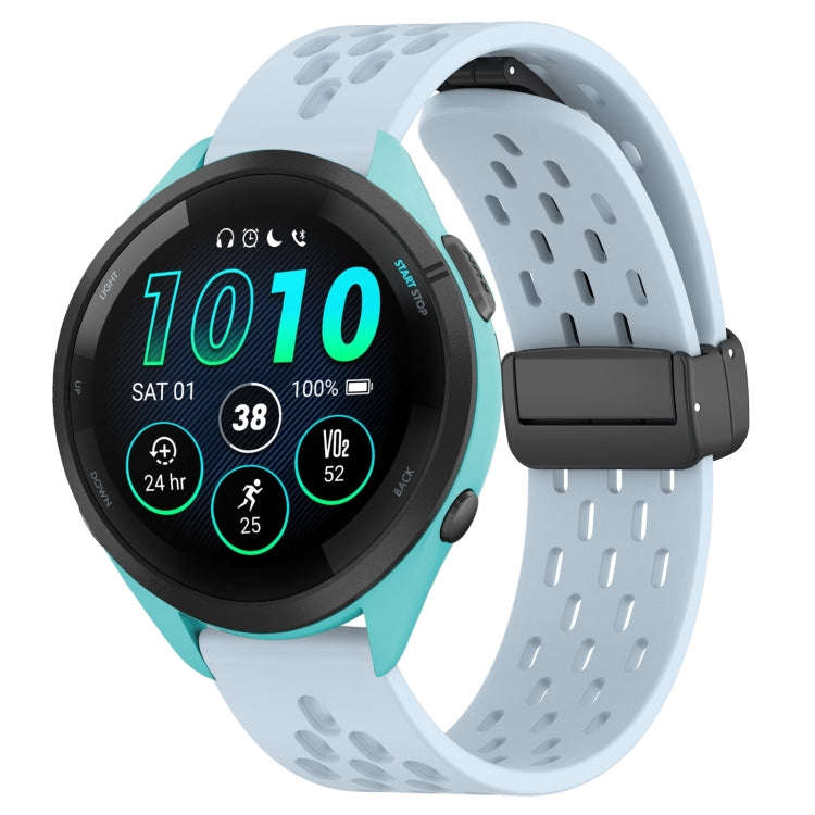 For Garmin Forerunner 265 22mm Folding Magnetic Clasp Silicone Watch Band(Light Blue)