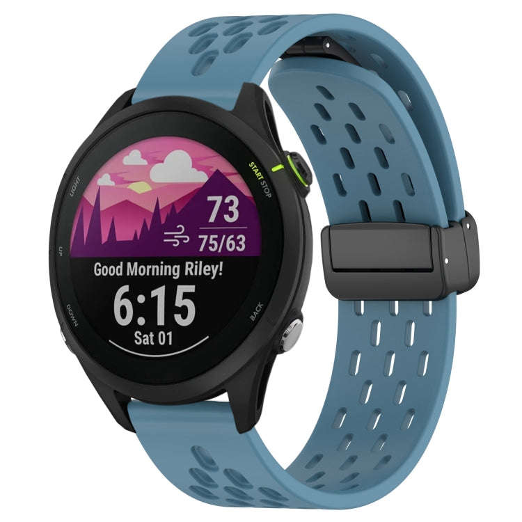 For Garmin Forerunner 255 22mm Folding Magnetic Clasp Silicone Watch Band(Blue)