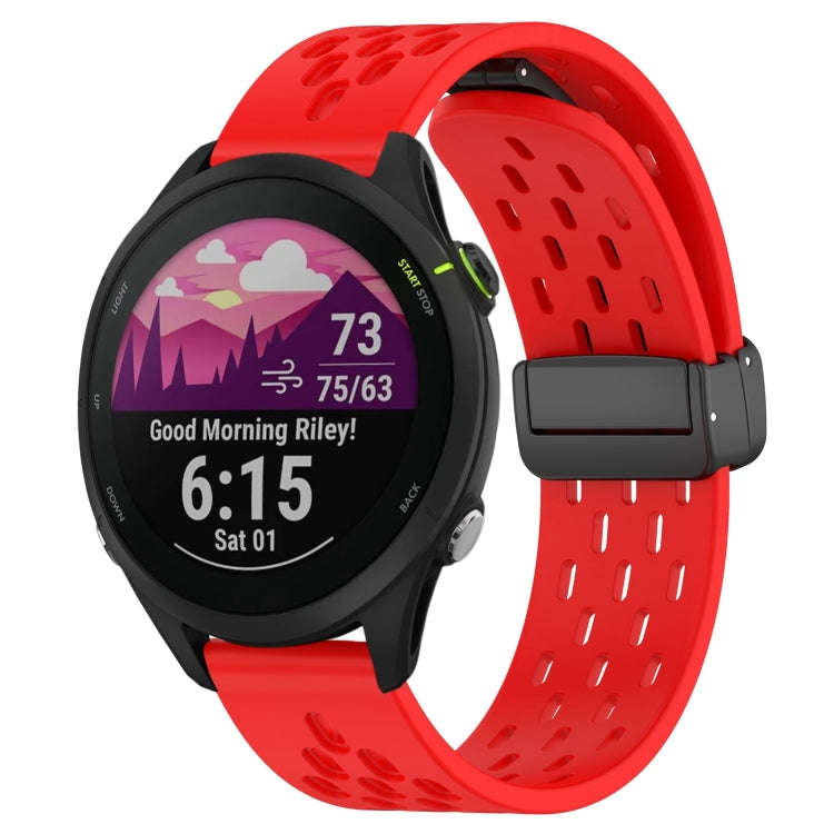 For Garmin Forerunner 255 Music 22mm Folding Magnetic Clasp Silicone Watch Band(Red)