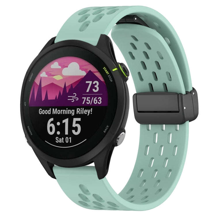 For Garmin Forerunner 255 Music 22mm Folding Magnetic Clasp Silicone Watch Band(Teal)