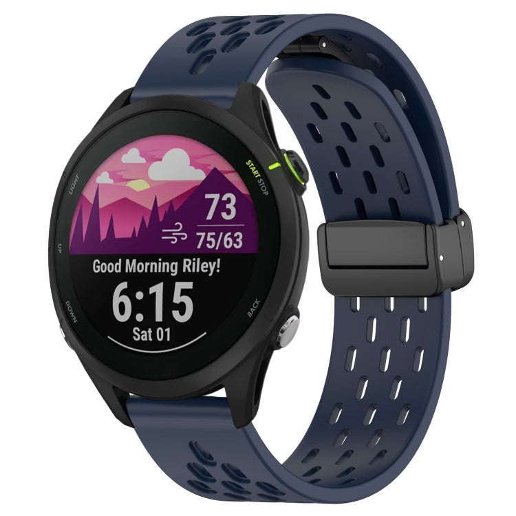 For Garmin Forerunner 255 Music 22mm Folding Magnetic Clasp Silicone Watch Band(Midnight Blue)