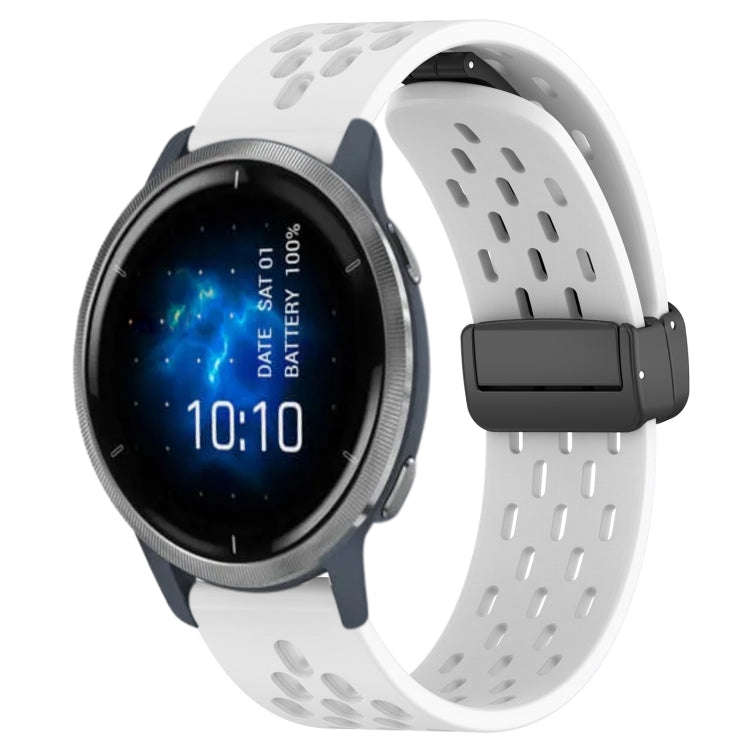 For Garmin Venu 2 22mm Folding Magnetic Clasp Silicone Watch Band(White)