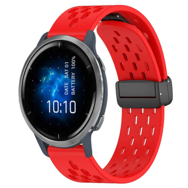 For Garmin Venu 2 22mm Folding Magnetic Clasp Silicone Watch Band(Red)