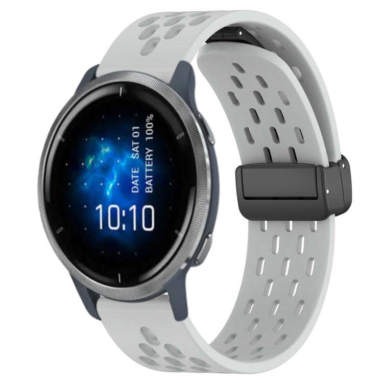 For Garmin Venu 2 22mm Folding Magnetic Clasp Silicone Watch Band(Light Grey)