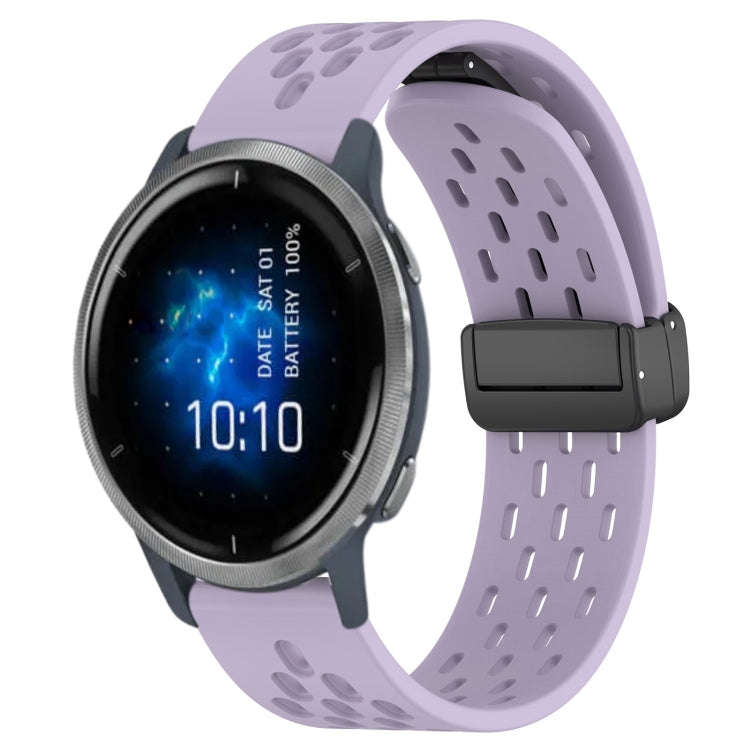For Garmin Venu 2 22mm Folding Magnetic Clasp Silicone Watch Band(Purple)