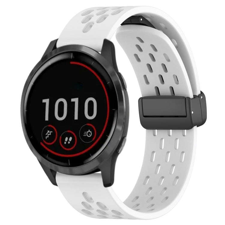 For Garmin Vivoactive 4 22mm Folding Magnetic Clasp Silicone Watch Band(White)