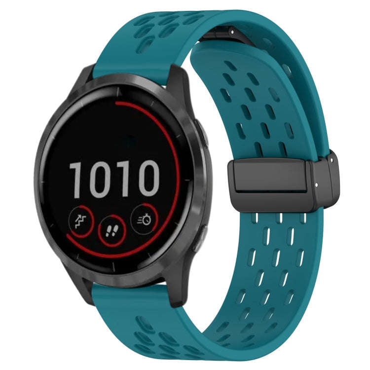 For Garmin Vivoactive 4 22mm Folding Magnetic Clasp Silicone Watch Band(Hidden Green)