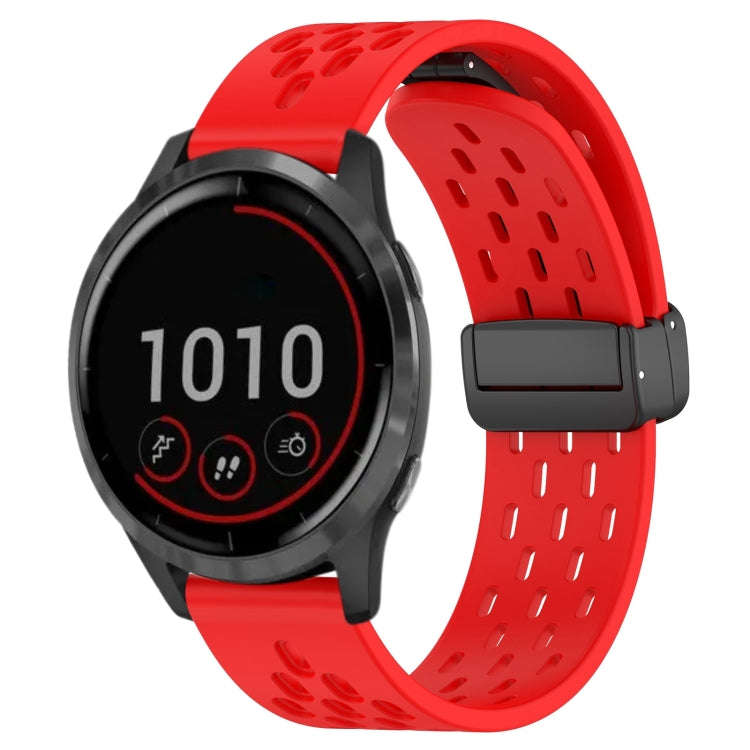 For Garmin Vivoactive 4 22mm Folding Magnetic Clasp Silicone Watch Band(Red)