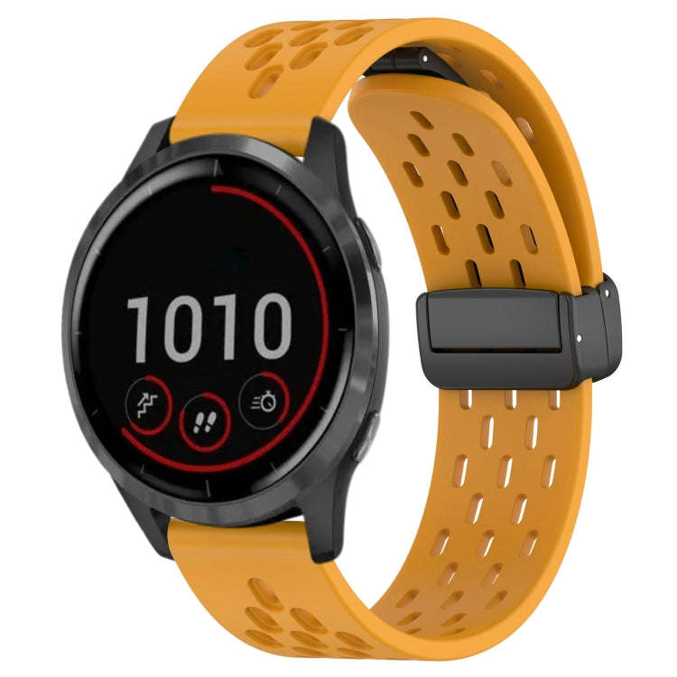 For Garmin Vivoactive 4 22mm Folding Magnetic Clasp Silicone Watch Band(Yellow)