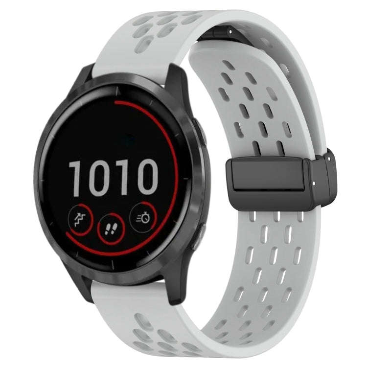 For Garmin Vivoactive 4 22mm Folding Magnetic Clasp Silicone Watch Band(Light Grey)