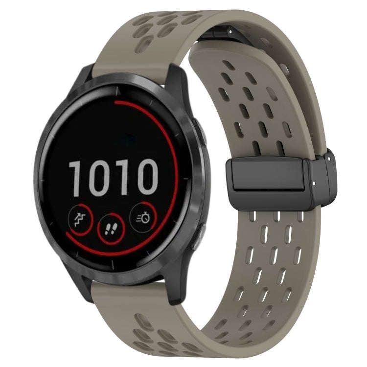 For Garmin Vivoactive 4 22mm Folding Magnetic Clasp Silicone Watch Band(Space Ash)