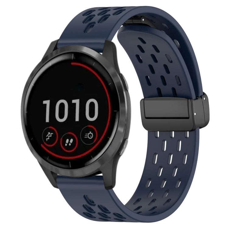 For Garmin Vivoactive 4 22mm Folding Magnetic Clasp Silicone Watch Band(Midnight Blue)