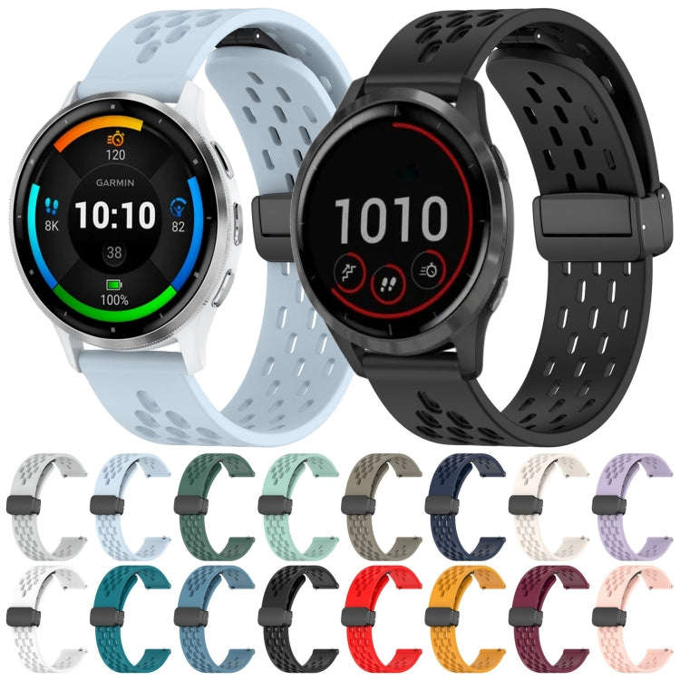 For Garmin Venu 2 22mm Folding Magnetic Clasp Silicone Watch Band(Space Ash)