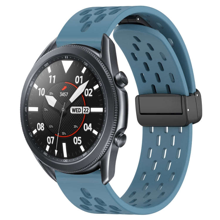 For Samsung Galaxy Watch3 45mm 22mm Folding Magnetic Clasp Silicone Watch Band(Blue)
