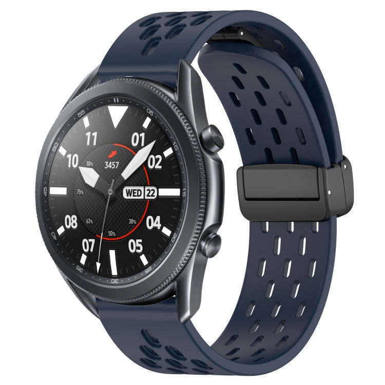 For Samsung Galaxy Watch3 45mm 22mm Folding Magnetic Clasp Silicone Watch Band(Midnight Blue)