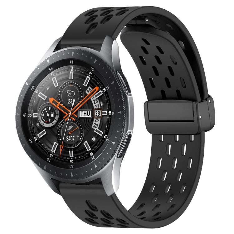 For Samsung Galaxy Watch 46mm 22mm Folding Magnetic Clasp Silicone Watch Band(Black)