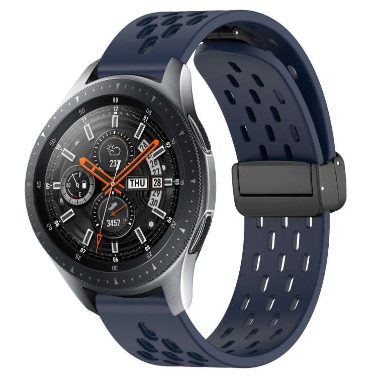 For Samsung Galaxy Watch 46mm 22mm Folding Magnetic Clasp Silicone Watch Band(Midnight Blue)