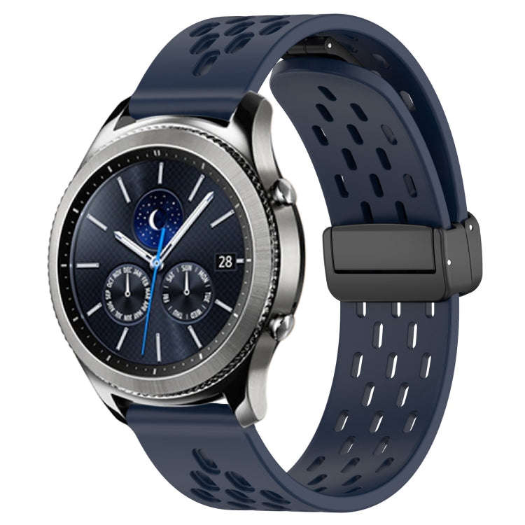 For Samsung Gear S3 Classic 22mm Folding Magnetic Clasp Silicone Watch Band(Midnight Blue)