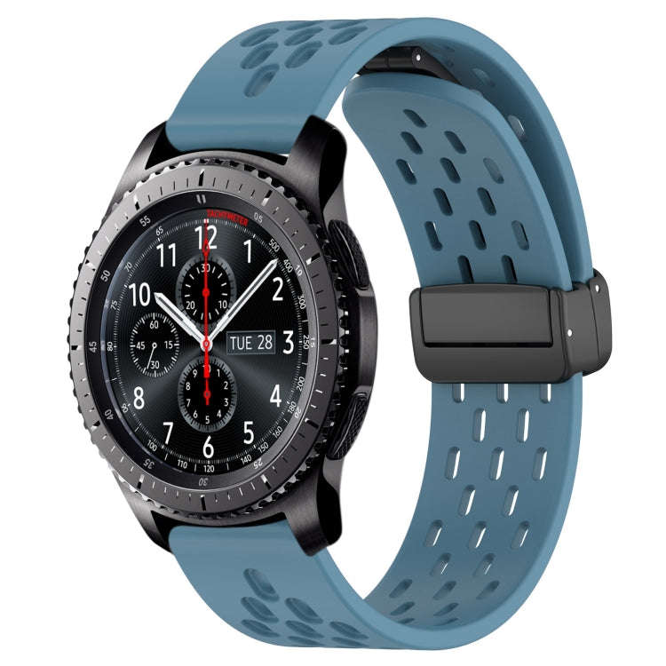 For Samsung Gear S3 Frontier 22mm Folding Magnetic Clasp Silicone Watch Band(Blue)