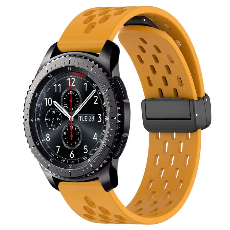 For Samsung Gear S3 Frontier 22mm Folding Magnetic Clasp Silicone Watch Band(Yellow)