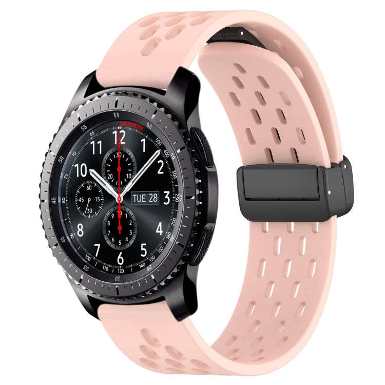 For Samsung Gear S3 Frontier 22mm Folding Magnetic Clasp Silicone Watch Band(Pink)