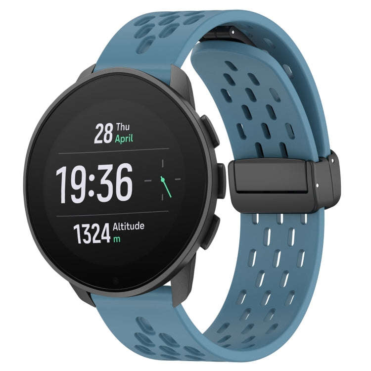 For SUUNTO 9 Peak Pro 22mm Folding Magnetic Clasp Silicone Watch Band(Blue)