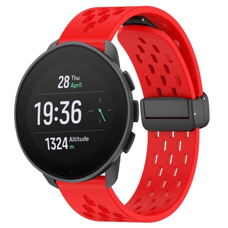 For SUUNTO 9 Peak Pro 22mm Folding Magnetic Clasp Silicone Watch Band(Red)