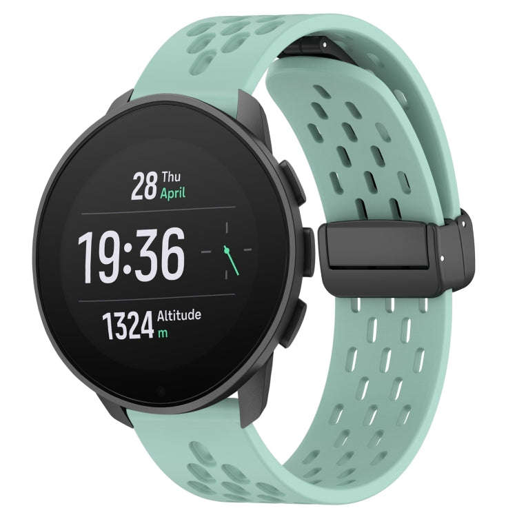 For SUUNTO 9 Peak Pro 22mm Folding Magnetic Clasp Silicone Watch Band(Teal)