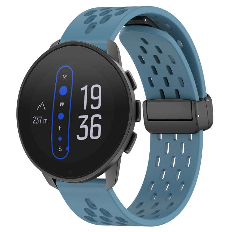For  SUUNTO 9 Peak 22mm Folding Magnetic Clasp Silicone Watch Band(Blue)