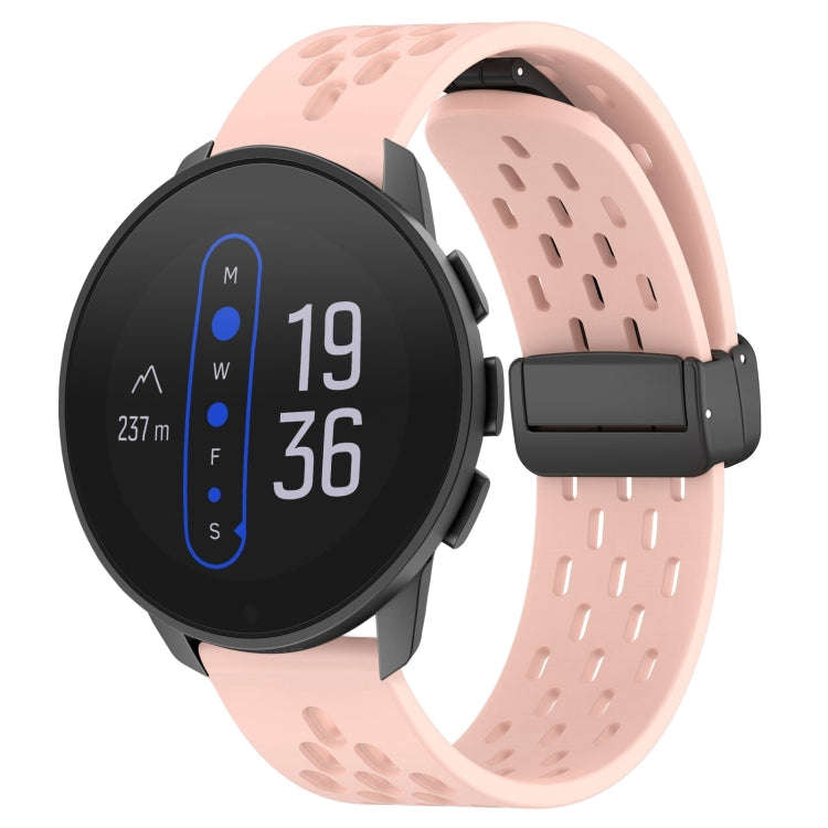 For  SUUNTO 9 Peak 22mm Folding Magnetic Clasp Silicone Watch Band(Pink)