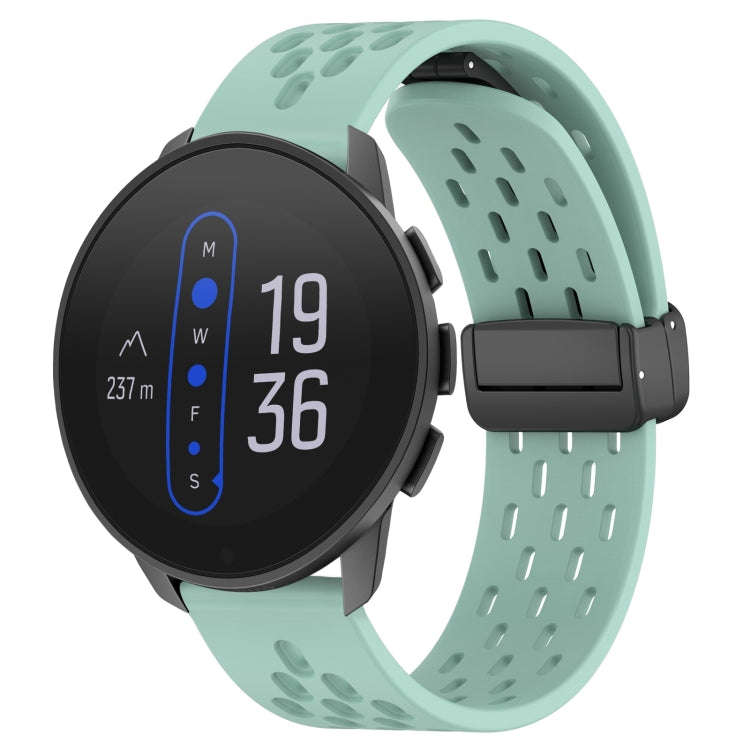 For  SUUNTO 9 Peak 22mm Folding Magnetic Clasp Silicone Watch Band(Teal)