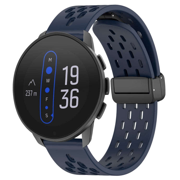 For  SUUNTO 9 Peak 22mm Folding Magnetic Clasp Silicone Watch Band(Midnight Blue)