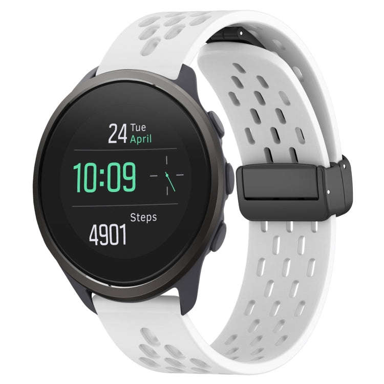 For SUUNTO 5 Peak 22mm Folding Magnetic Clasp Silicone Watch Band(White)