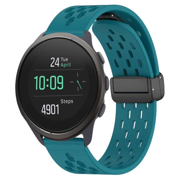 For SUUNTO 5 Peak 22mm Folding Magnetic Clasp Silicone Watch Band(Hidden Green)