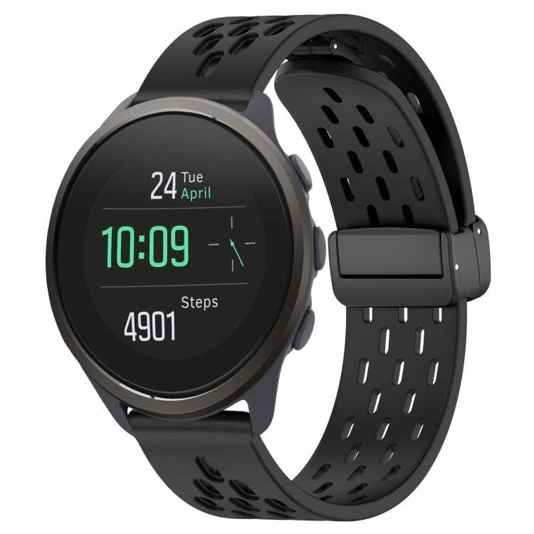For SUUNTO 5 Peak 22mm Folding Magnetic Clasp Silicone Watch Band(Black)