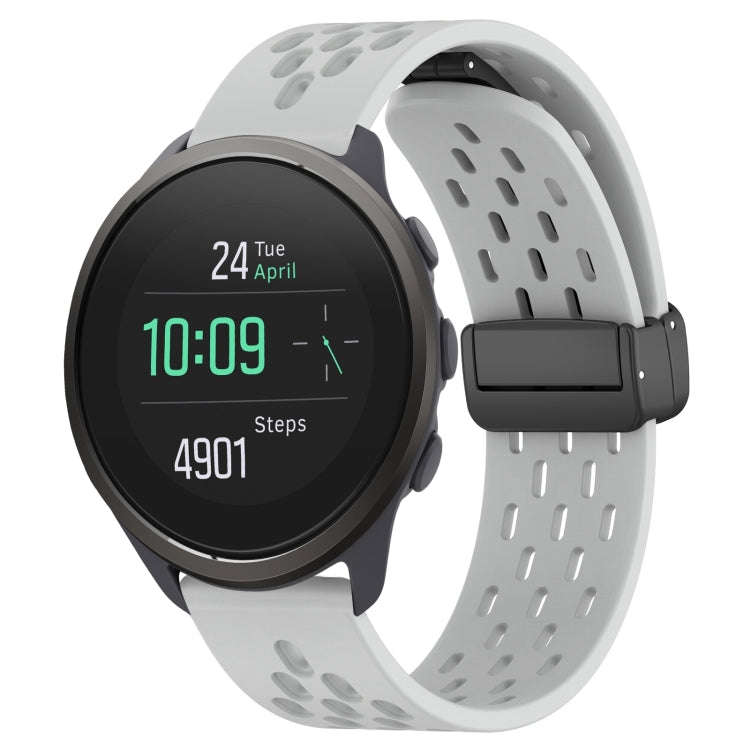 For SUUNTO 5 Peak 22mm Folding Magnetic Clasp Silicone Watch Band(Light Grey)