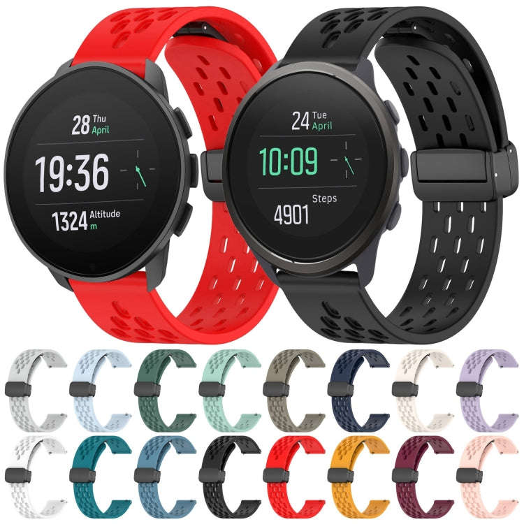 For  SUUNTO 9 Peak 22mm Folding Magnetic Clasp Silicone Watch Band(Space Ash)