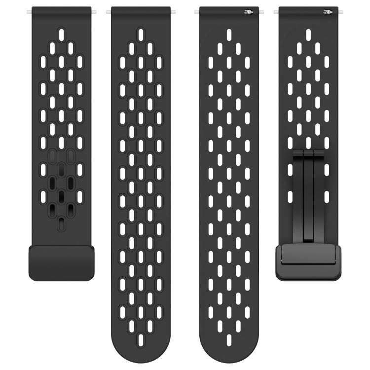 For SUUNTO 9 Peak Pro 22mm Folding Magnetic Clasp Silicone Watch Band(Midnight Blue)